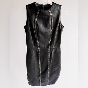 PHILIPP PLEIN COUTURE Black Leather Jacket with Silver Accents